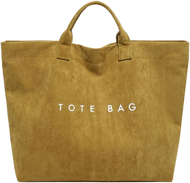 Cohawk Suede Tote Bag for Women Large Soft Tote Bag for Work Travel Letter Print Hobo Bag Fashion Handbag - Image 1